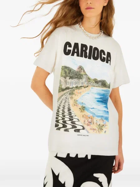 Tricou grafic Farm Rio cu imagine alb