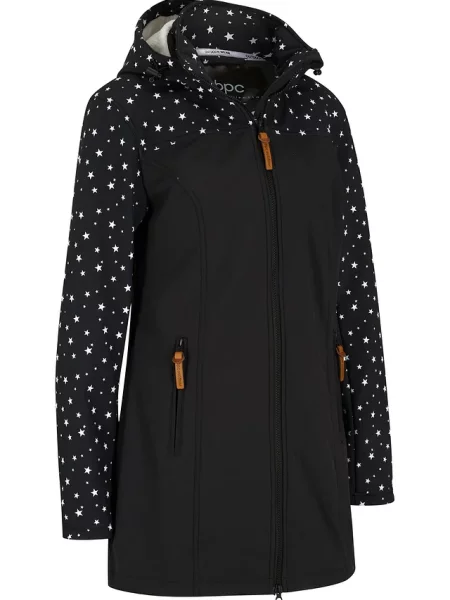 Parka funkcyjna softshell na podszewce z miękkiego polaru czarna