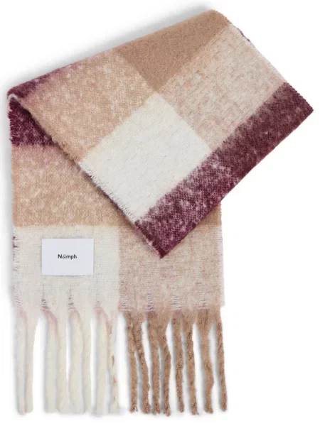 Nümph Szalik NUFila Kobiety lila|brązowy w kratkę ONE SIZE brązowa