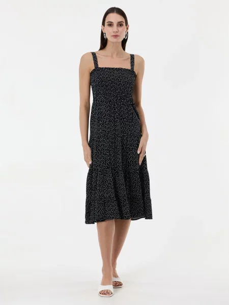 Pikčasta midi obleka Orsay črna
