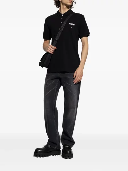 Siuvinėtos polo marškinėliai Moschino juoda