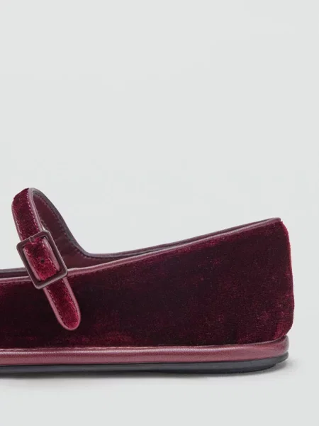 Baleriny z aksamitu z klamrą burgund Teen 38 MANGO TEEN