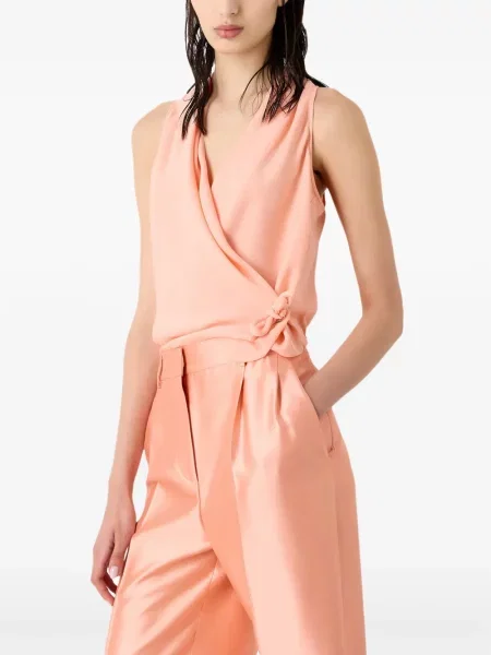 Top Giorgio Armani de mătase drapat roz