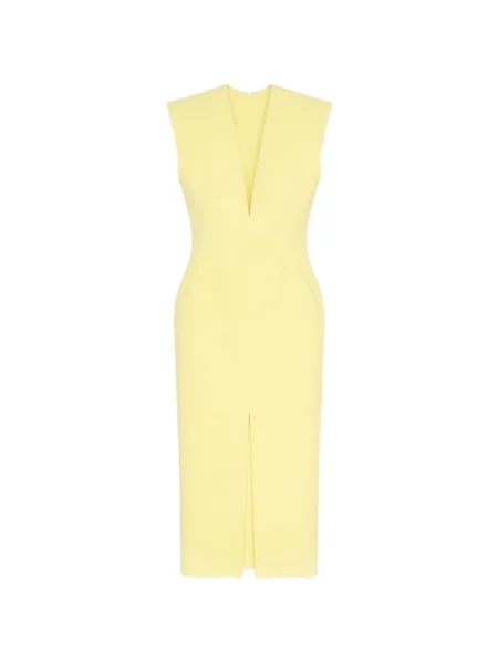 Rochie tip creion Givenchy de lână cu decolteu în V galben