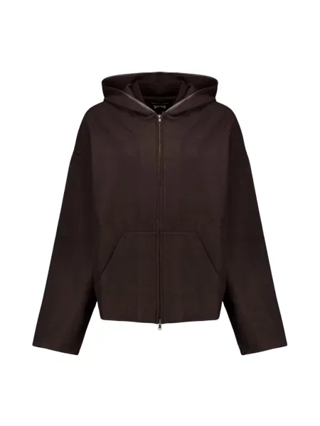 Bluza z kapturem Max Mara wełniana z kapturem brązowa