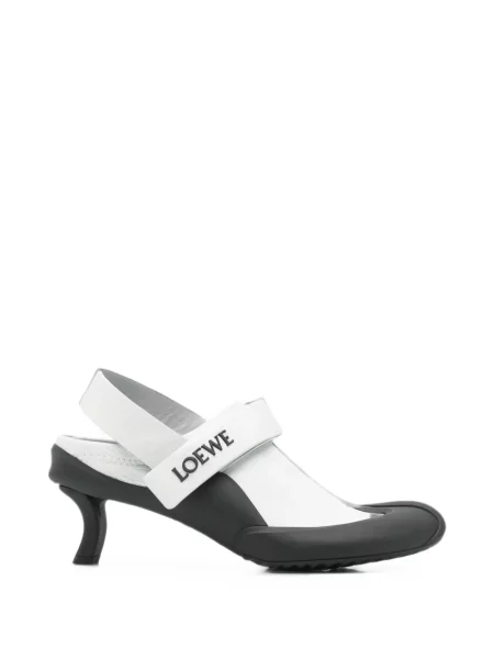 Pantofi cu toc Loewe cu bretele cu autograf alb