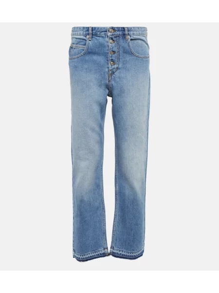Pantaloni Marant Etoile cu talie înaltă albastru
