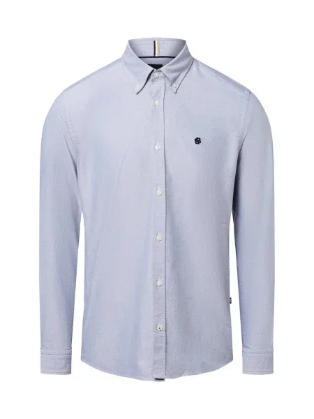 BOSS koszula casual Roan Mężczyźni Slim Fit marmurkowy L niebieski