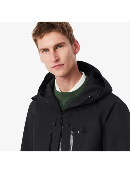 Lacoste Wodoodporna Wiatroszczelna Kurtka Z Kapturem czarny