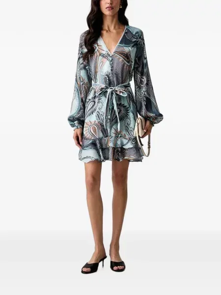 Rochie mini Guess cu imagine cu model paisley albastru