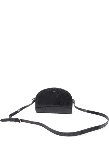 Geanta crossbody A.p.c. cu model piele de șarpe negru
