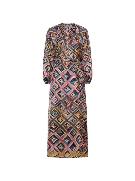 Rochie midi Pierre-louis Mascia cu imprimeu geometric până la genunchi de costum roz