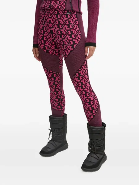 Leggings Newland cu imprimeu geometric roz