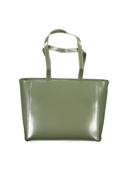 Lniana shopperka Valentino By Mario Valentino zielona