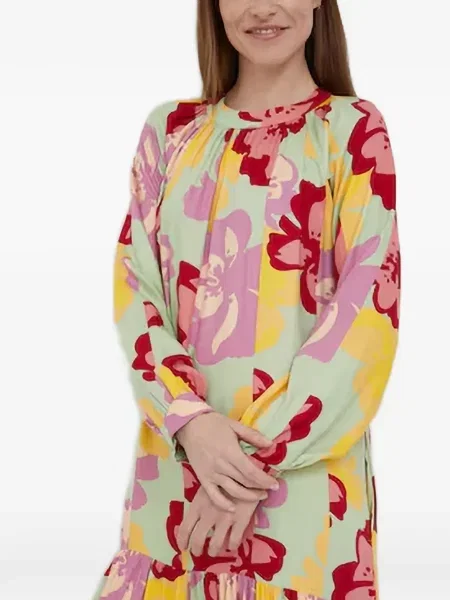 Rochie midi Benetton cu model floral cu imagine verde
