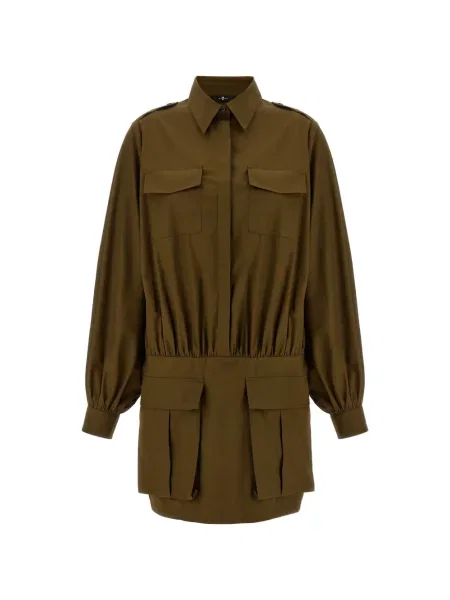 Mała sukienka mini 7 For All Mankind popelinowa garniturowa brązowa