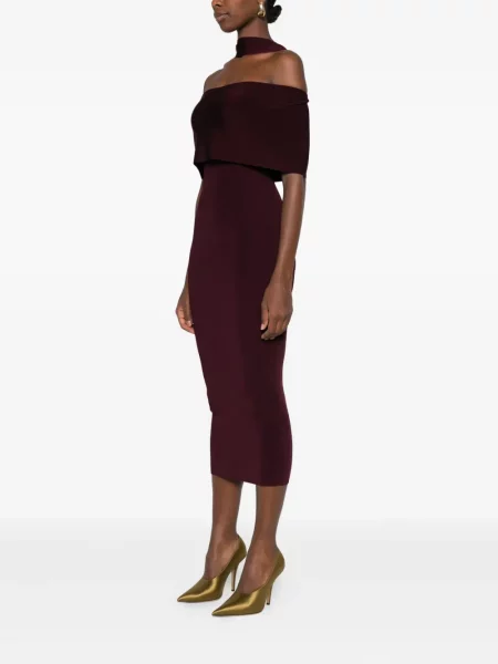 Rochie Roland Mouret cu volane de costum roșu