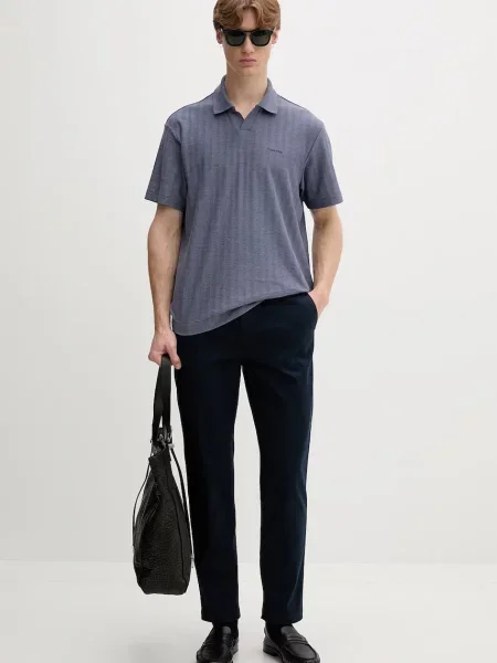 Calvin Klein hlače z elastanom modra