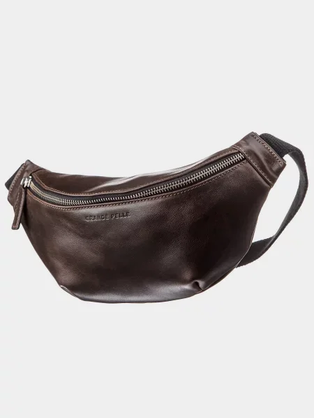 Кожаная поясная сумка Grande Pelle коричневая