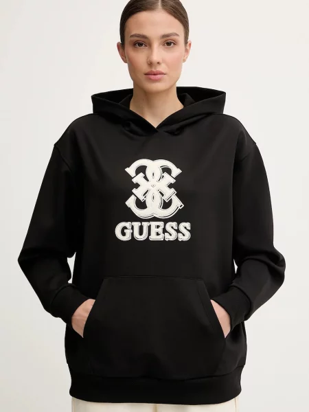 Guess bluza CARMEN z kapturem z aplikacją czarny