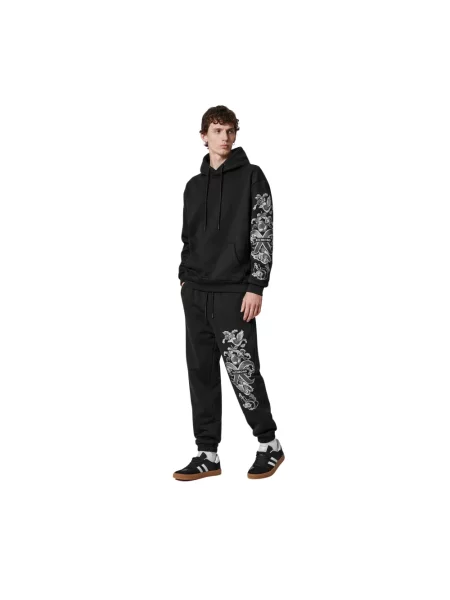Bluza z kapturem Richmond w kwiatki czarna