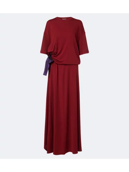 Rochie tip cămașă Balenciaga cu funde din jerseu roșu
