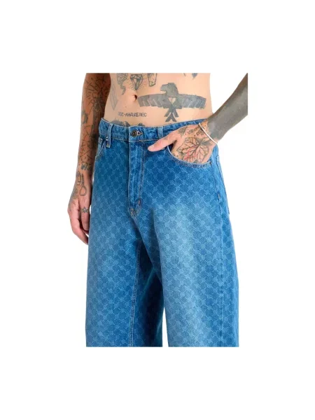 Spodnie Daily Paper Amba Monogram Jeans New Mid Blue L niebieskie