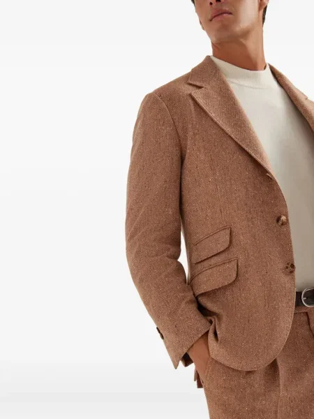 Sacou Brunello Cucinelli cu model herringbone maro