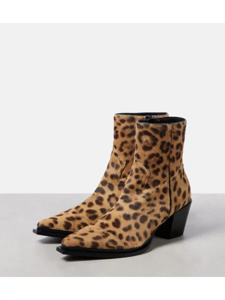 Členkové čižmy Jimmy Choo s potlačou s leopardím vzorom hnedá