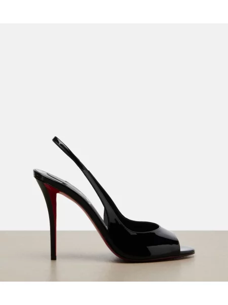 Kožené lakované sandále Christian Louboutin s otvorenou pätou čierna