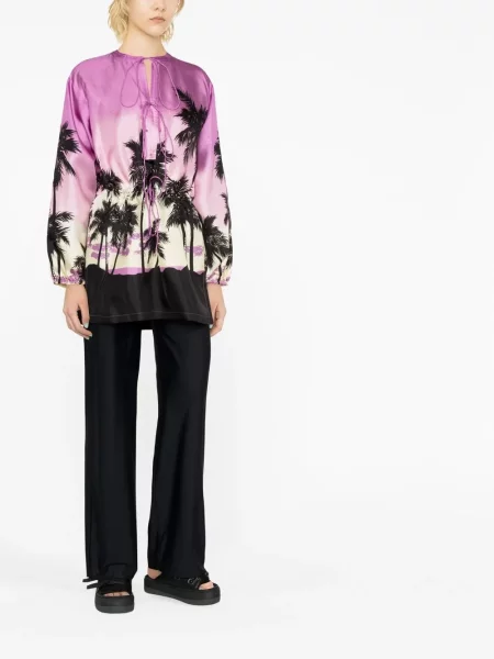 Raštuotas ilgas palaidinė be rankovių Palm Angels violetinė