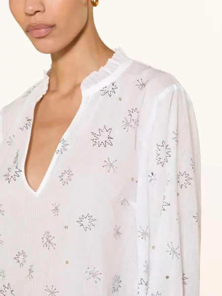 Ivi Collection Bluzka Z Kamieniami Ozdobnymi weiss biała