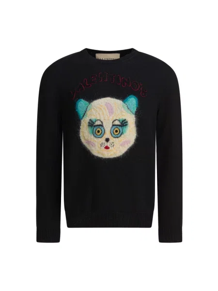 Lniany sweter Valentino czarny
