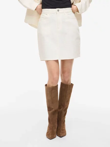 VILA Fustă VIKAJA denim alb