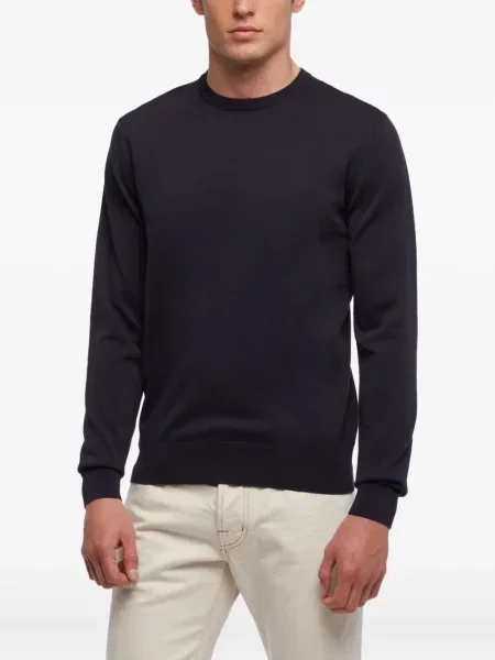 Pulover Brooks Brothers de lână cu decolteu rotund albastru