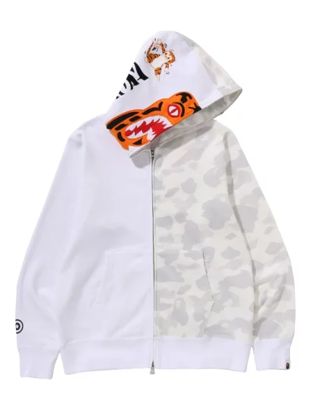 Tigriscsíkos kapucnis melegítő felső A Bathing Ape® fehér