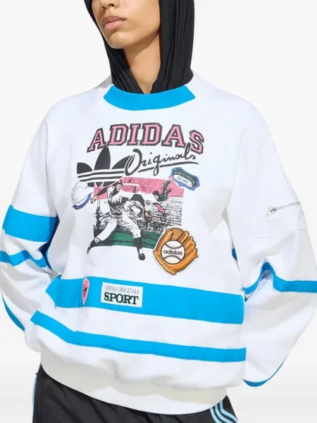 Hanorac Adidas din fleece cu autograf cu gradient albastru