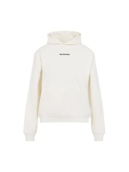Lniana bluza z kapturem Balenciaga z kapturem beżowa