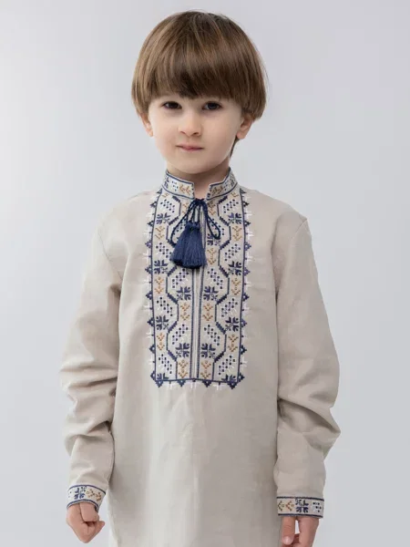 Детская рубашка Folk Moda серая