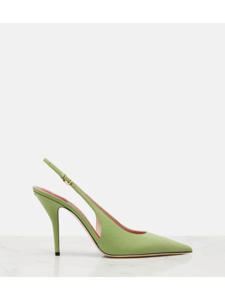Pantofi cu toc Valentino Garavani din piele slingback verde