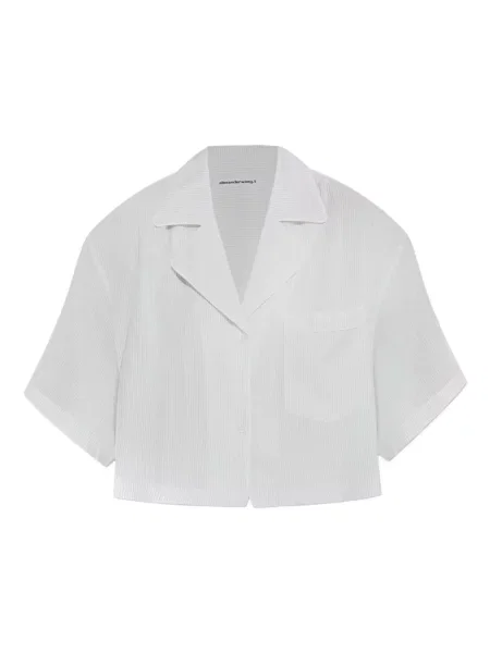 Top Alexander Wang cu dungi scurt alb