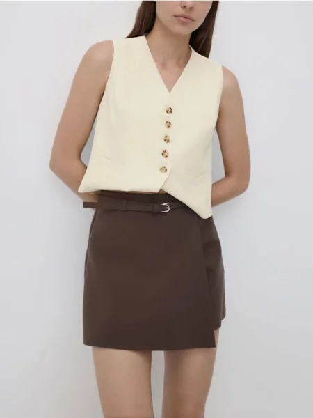 Reserved Спідниця-шорти з ременем темно коричневий