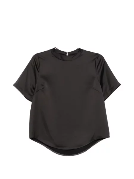 Scurt top Imperial din satin negru