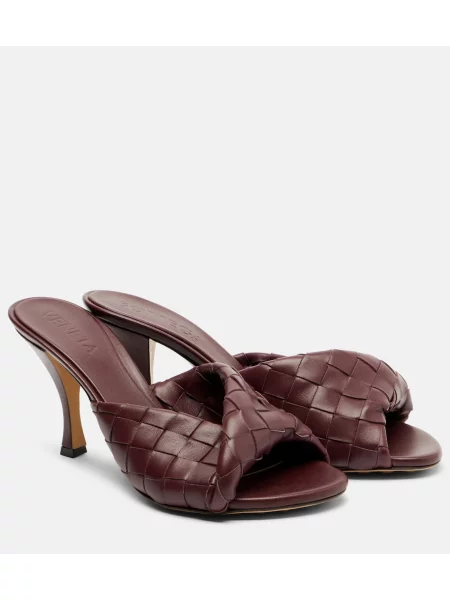 Papuci tip mules Bottega Veneta din piele bordo