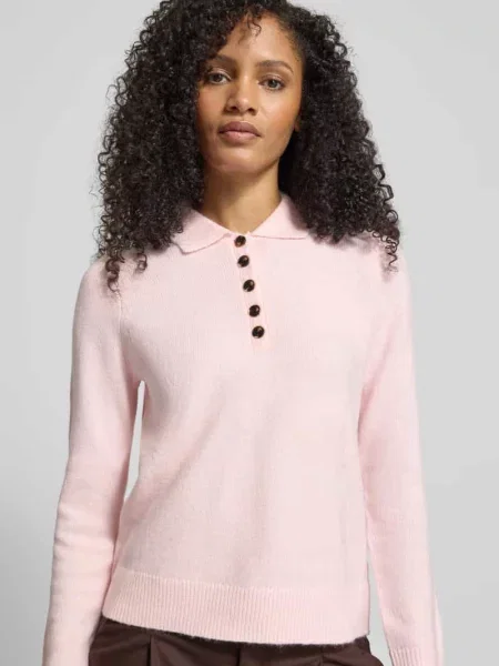Sweter z dzianiny o kroju regular fit z dodatkiem wełny Christian Berg Woman różowy