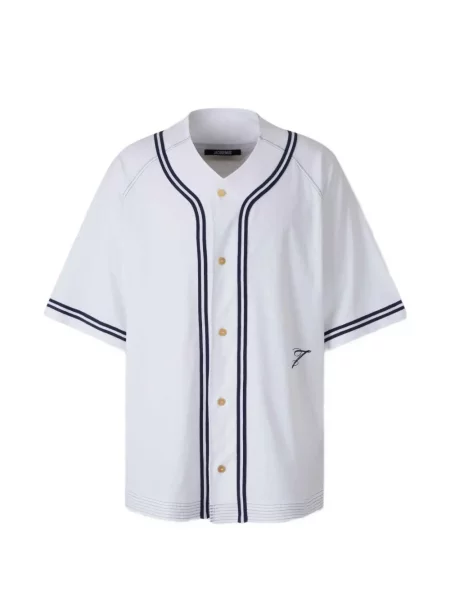 Cămașă Jacquemus cu broderie cu dungi alb