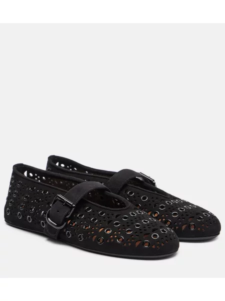 Balerini Alaïa din piele de căprioară negru