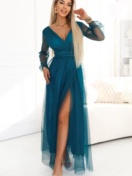 Sukienka maxi Numoco Basic zielona