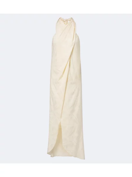 Top Johanna Ortiz din jacard cu gât halter alb