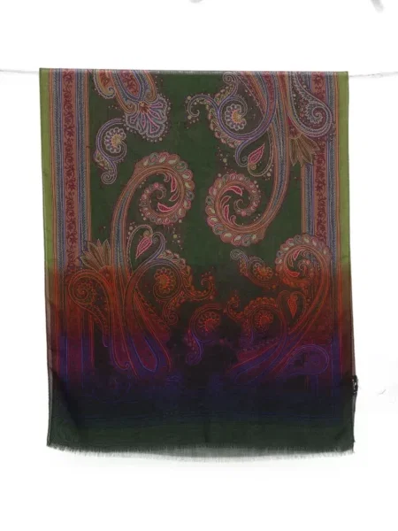 Fular Etro cu imagine cu model paisley verde